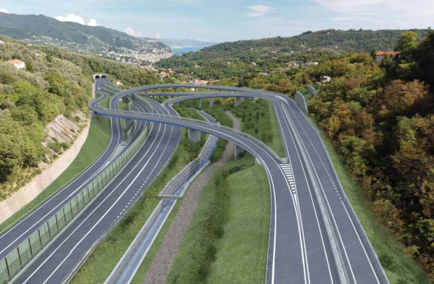 Un render del progetto del Tunnel della Fontanabuona, opera attesa da moltissimi anni