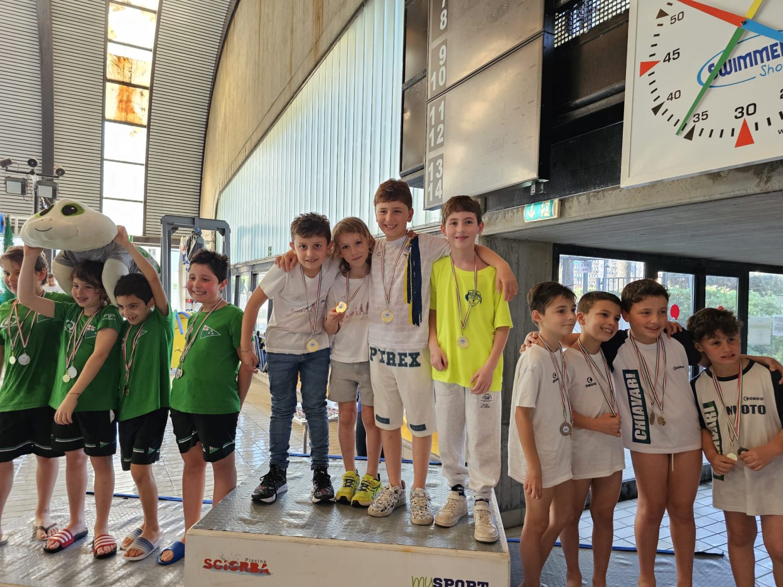 Una delle formazioni di esordienti della Rapallo Nuoto