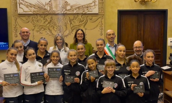 Le atlete della Aerobica Entella sono state premiate a Palazzo Bianco a Chiavari