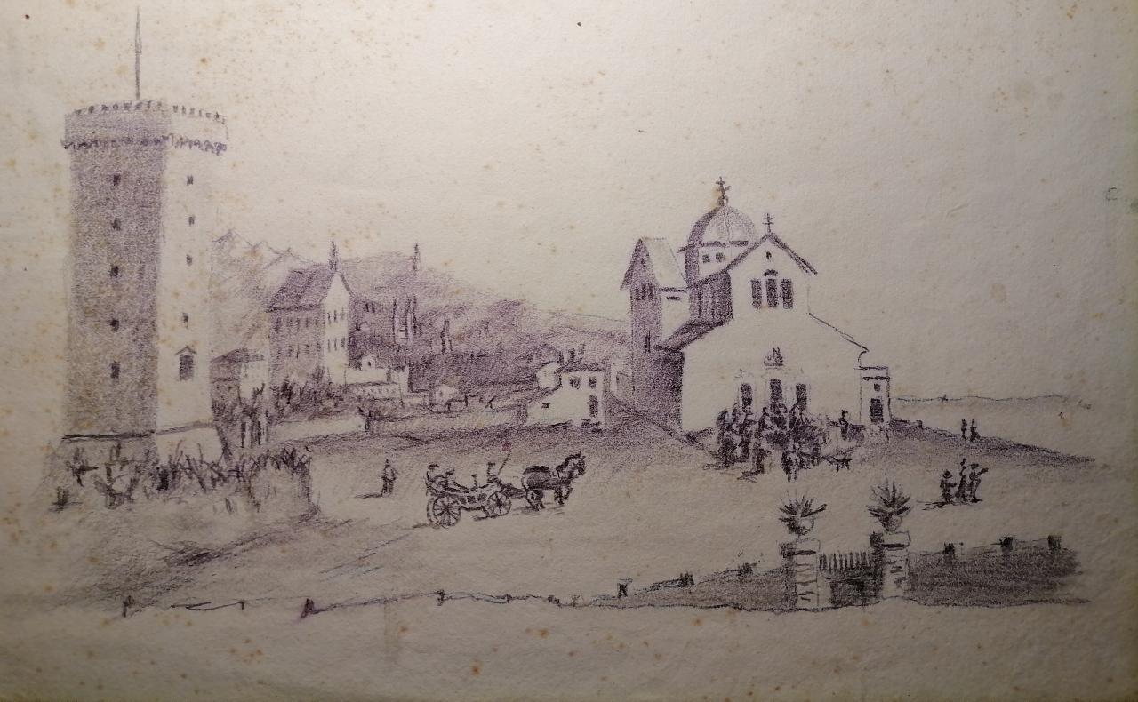 Il disegno a matita sul cui retro compare una didascalia che può tornare utile alla miglior comprensione del documento