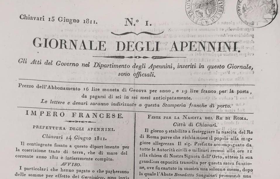 Il Giornale degli Appennini, pure lui fedele e prezioso testimone della Chiavari dell'Ottocento