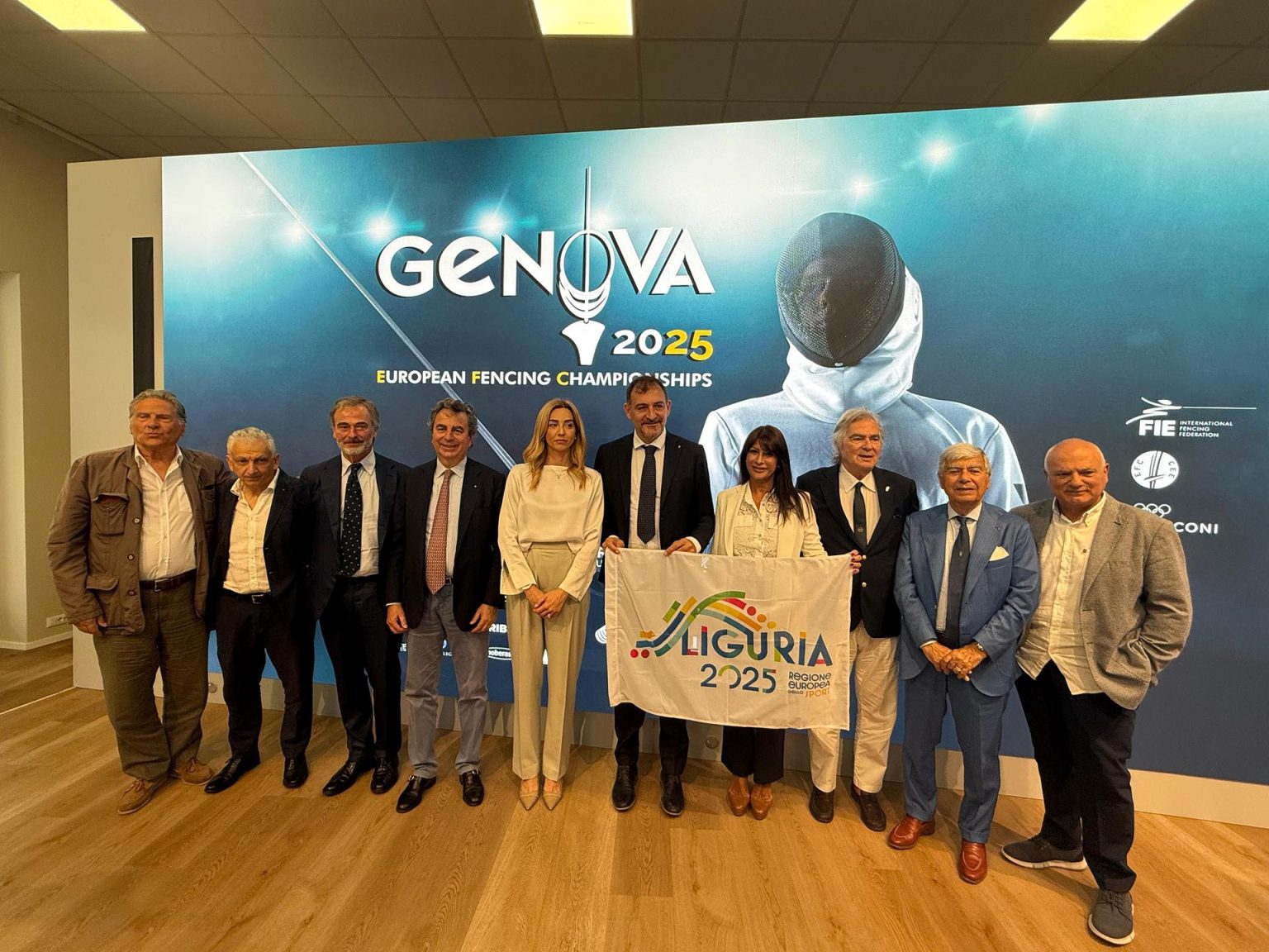 La presentazione, nella sede della Regione Liguria, dei Campionati europei di scherma