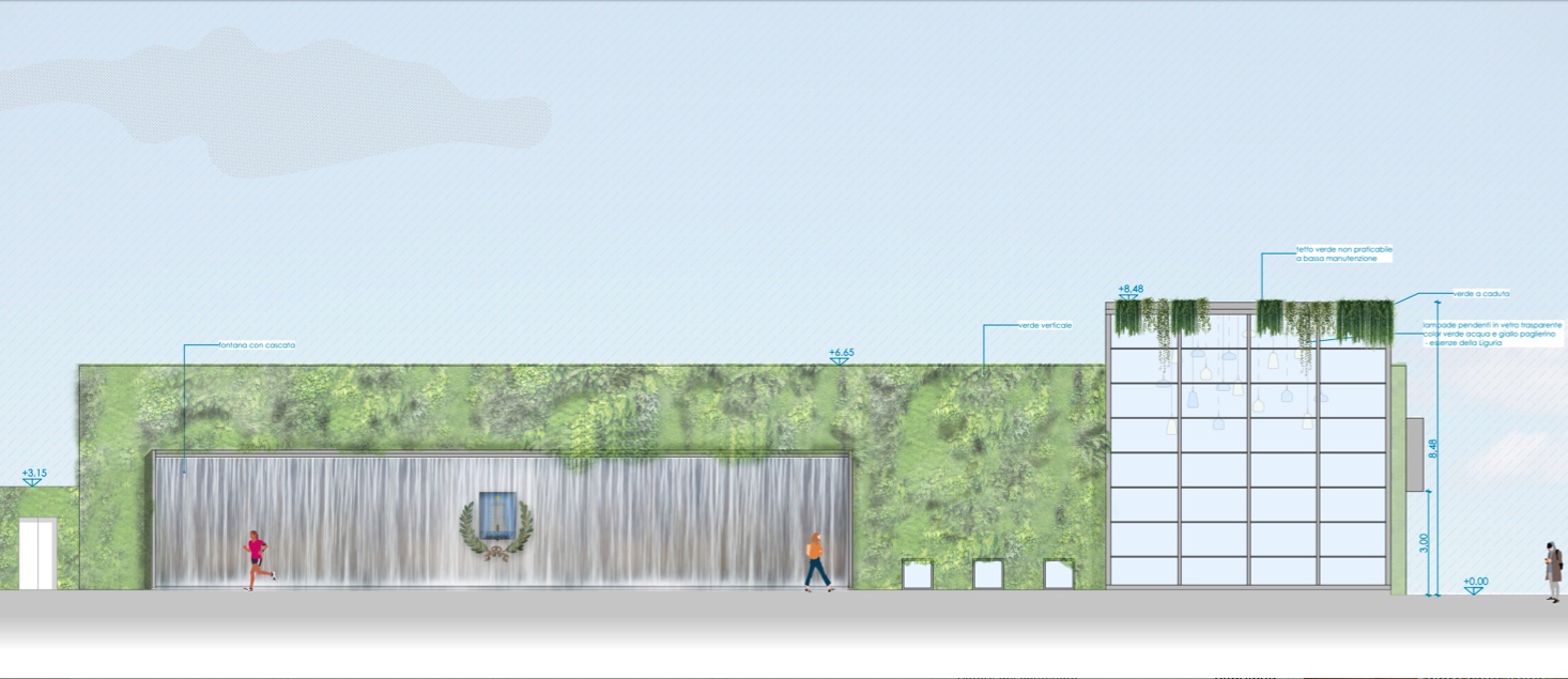 Un render della piscina di Recco