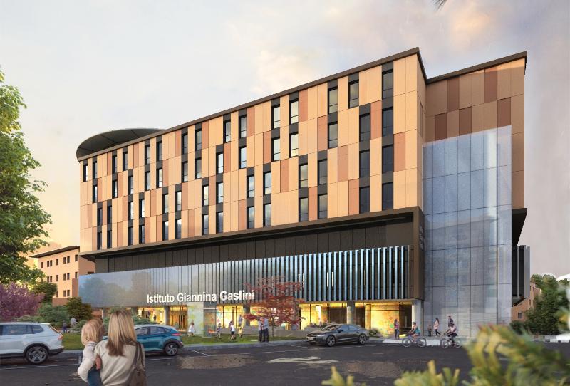 Un render del progetto del nuovo ospedale Gaslini: serviranno duecento milioni di euro