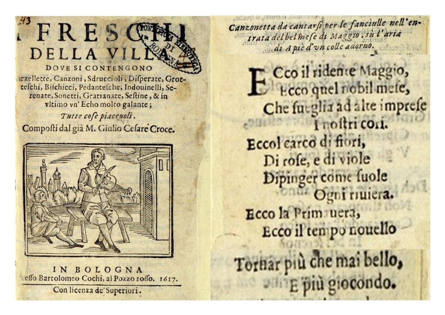 Il testo colto i “Freschi della Villa”, un maggio scritto da Giulio Cesare Croce