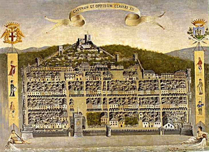 Una antica raffigurazione della città di Chiavari